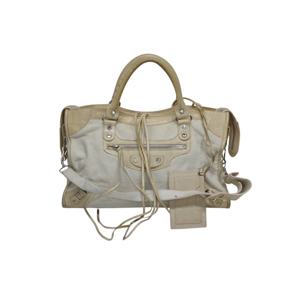 Balenciaga Porcupine Shoulder The Bag Handbag First Leather White - Picture 2 of 8